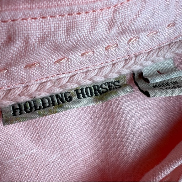 Holding Horses x Anthropologie Light Peach Linen Button-Up Size L - Picture 9 of 14